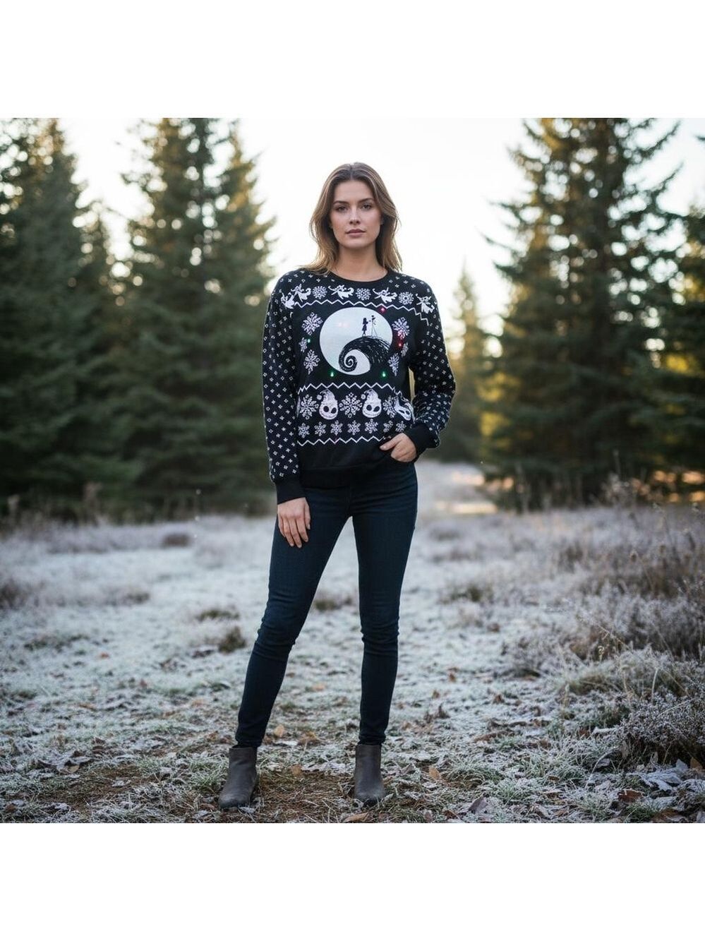 Disney A Nightmare Before Christmas Black Soot Light Up Sweatshirt Size XXL (19)
